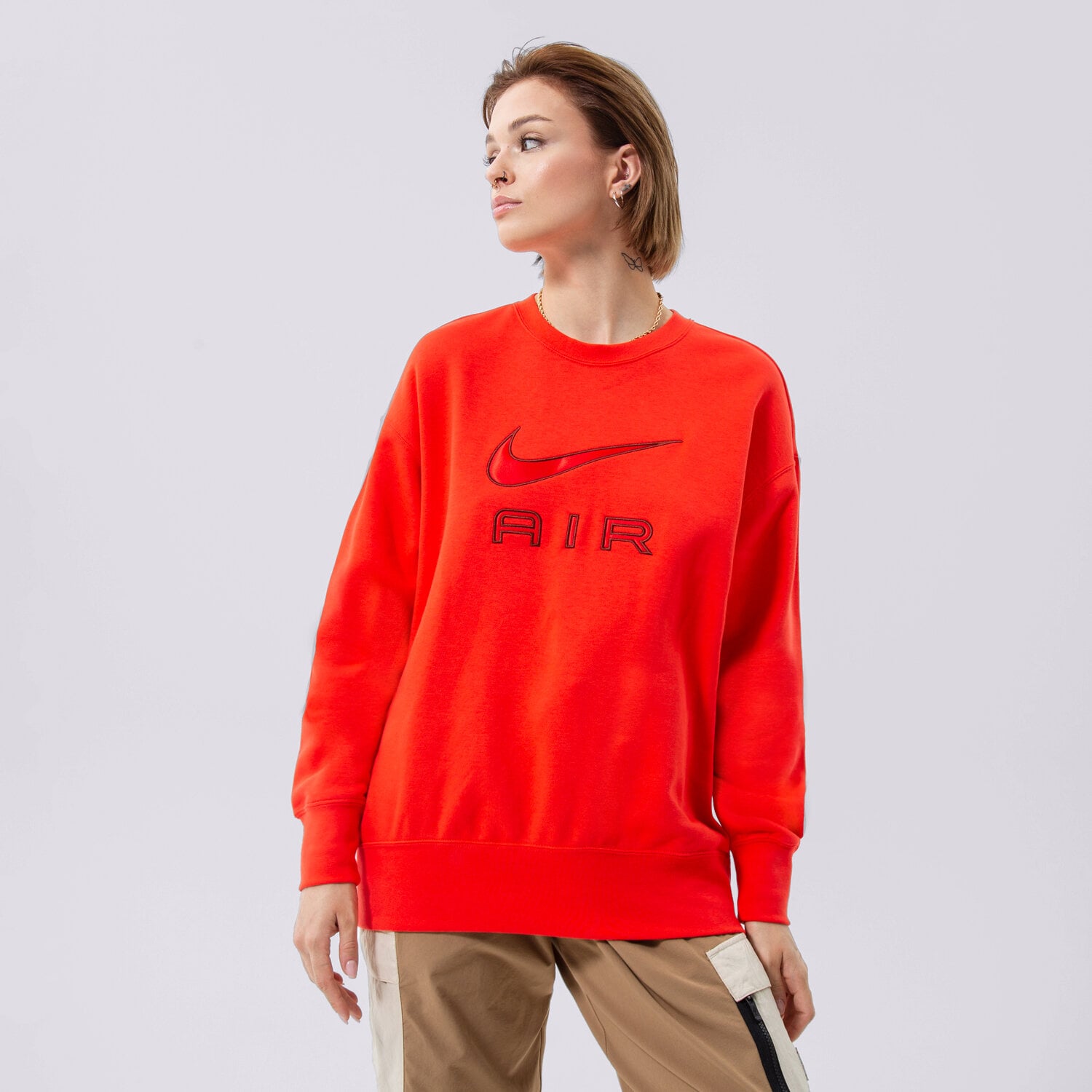 dámská mikina NIKE AIR FLEECE CREW SWEATSHIRT DQ6567-696 ČERVENÁ