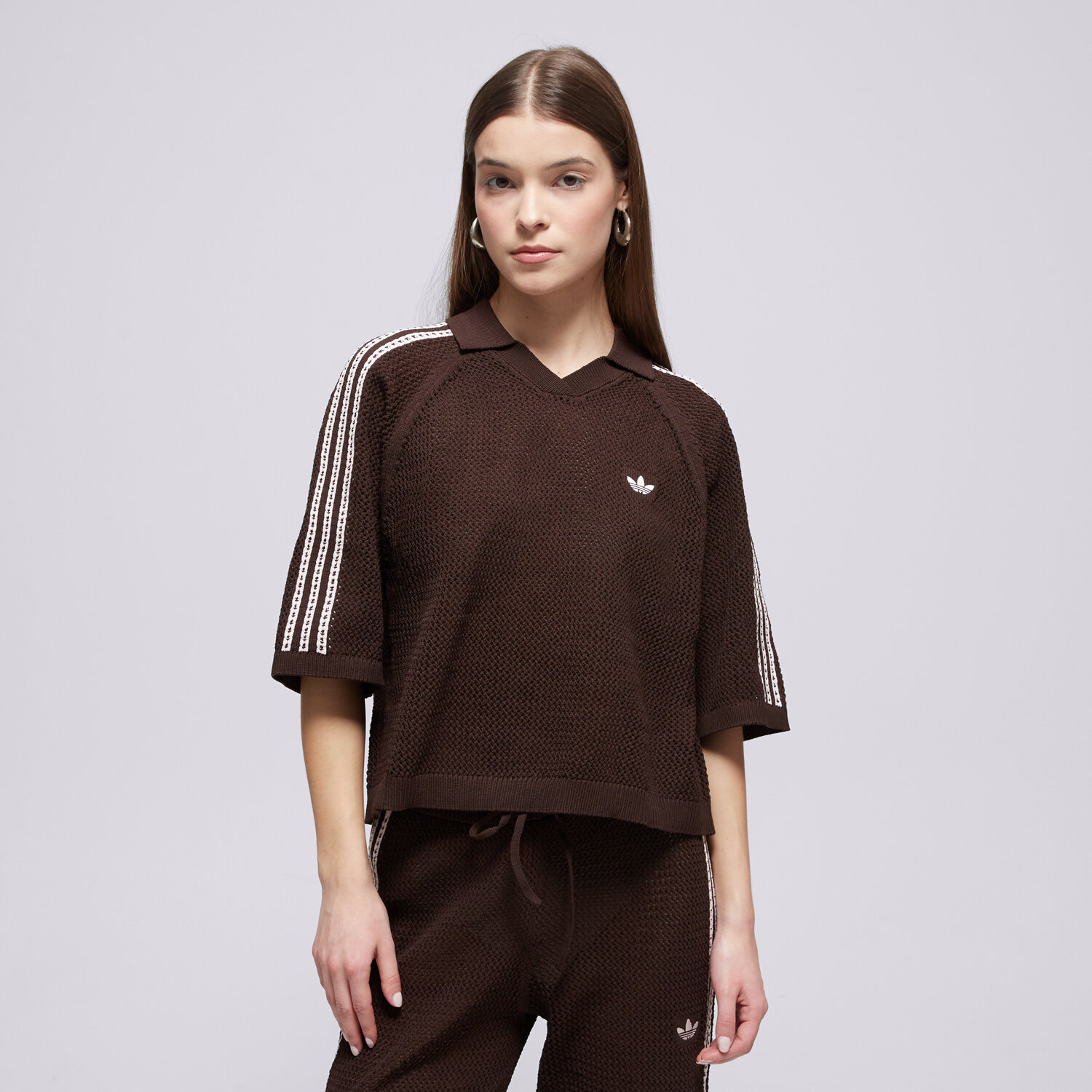 dámské tričko ADIDAS TRIČKO CROCHET TRIČKO KE0198 HNĚDÁ