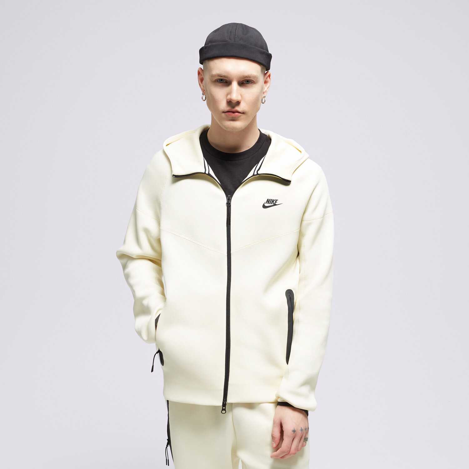 pánská mikina NIKE MIKINA ROZEPÍNACÍ S KAPUCÍ TECH FLEECE FB7921-113 BÉŽOVÁ