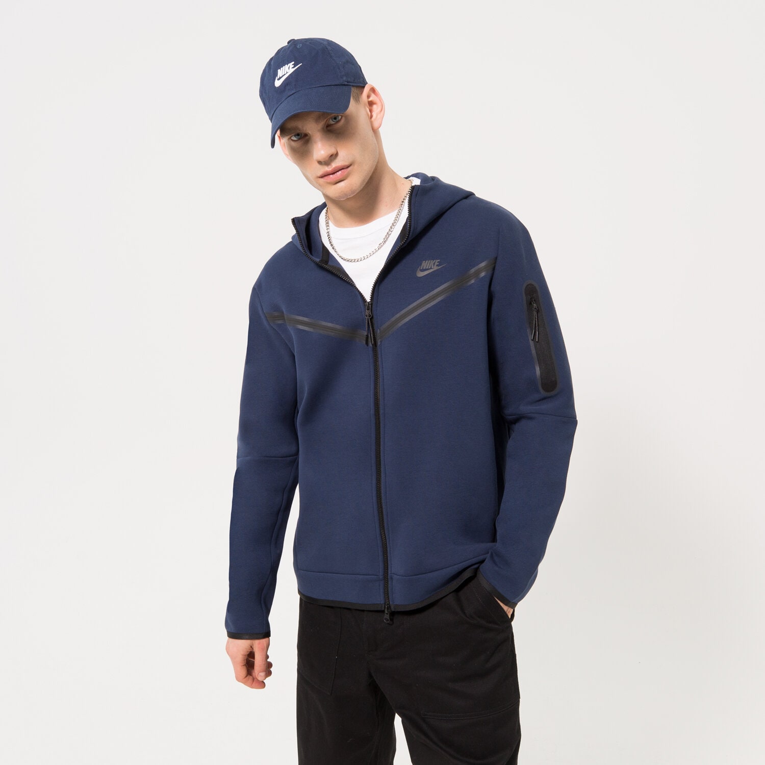 pánská mikina NIKE MIKINA ROZEPÍNACÍ S KAPUCÍ CU4489 CU4489-410 TMAVOMODRÁ