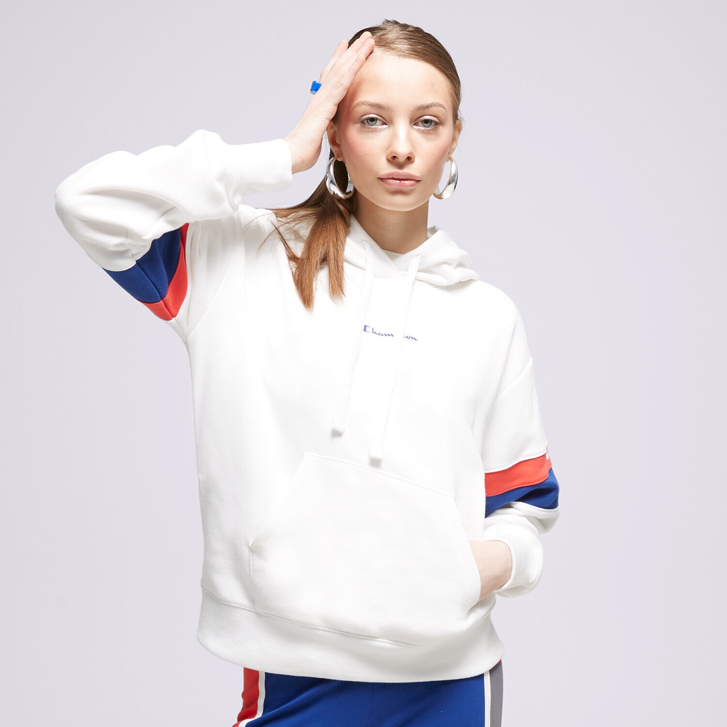 dámská mikina CHAMPION MIKINA S KAPUCÍ HOODED SWEATSHIRT 116222WW001 BÍLÁ