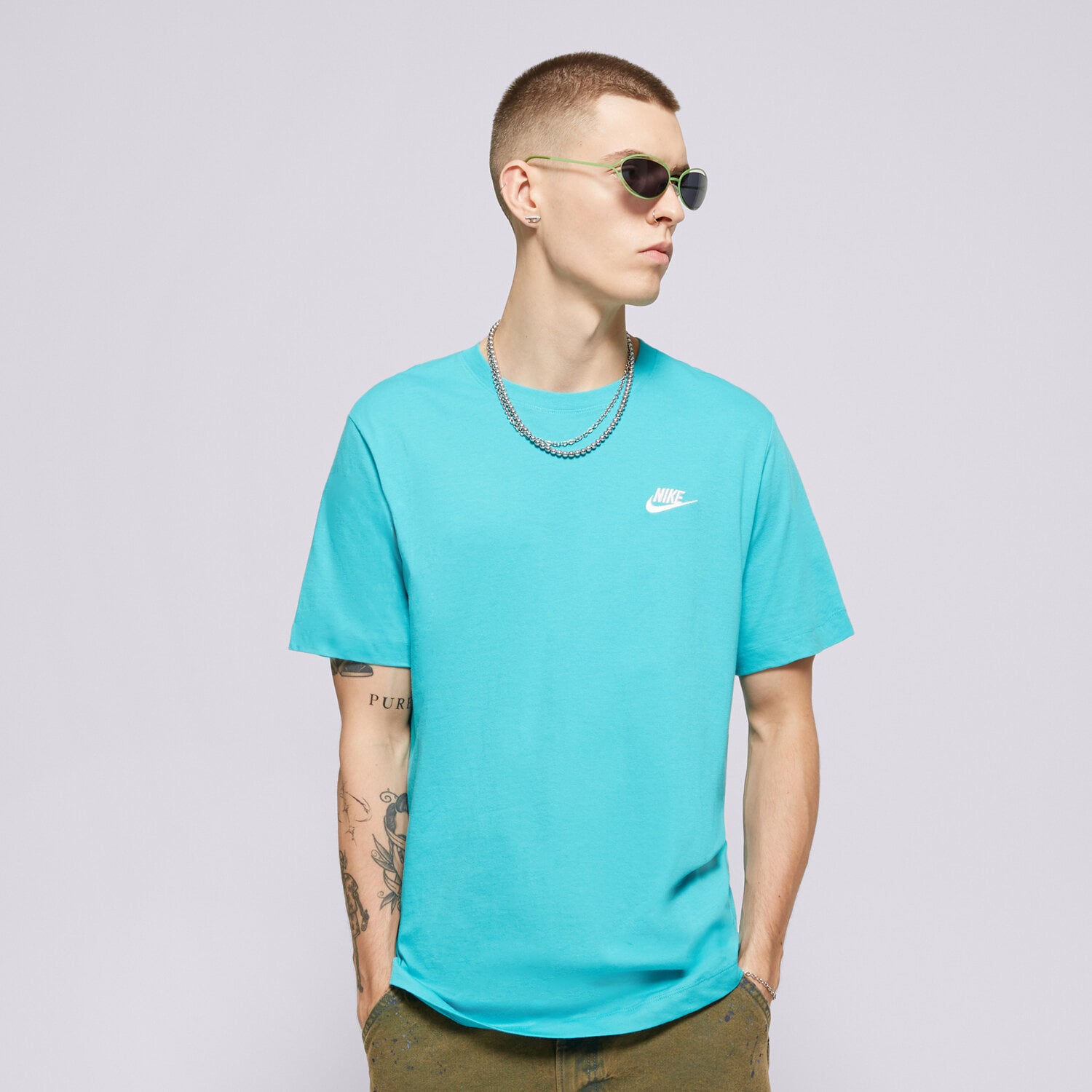 pánské tričko NIKE TRIČKO M NSW CLUB TEE AR4997-345 Tyrkysová