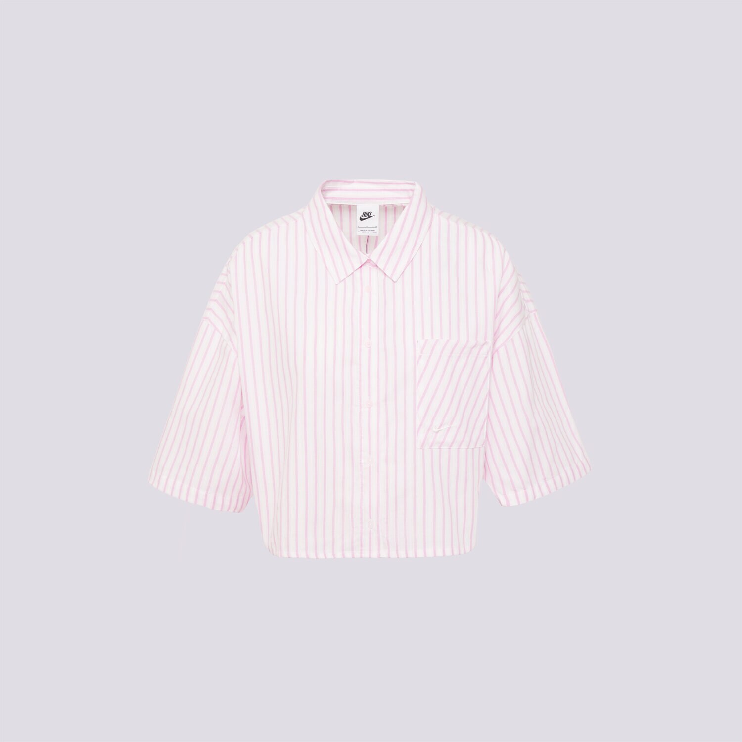 dámské tričko NIKE KOŠILE W NSW OFFLN WVN PPLN STRP SS II4228-503 RŮŽOVÁ