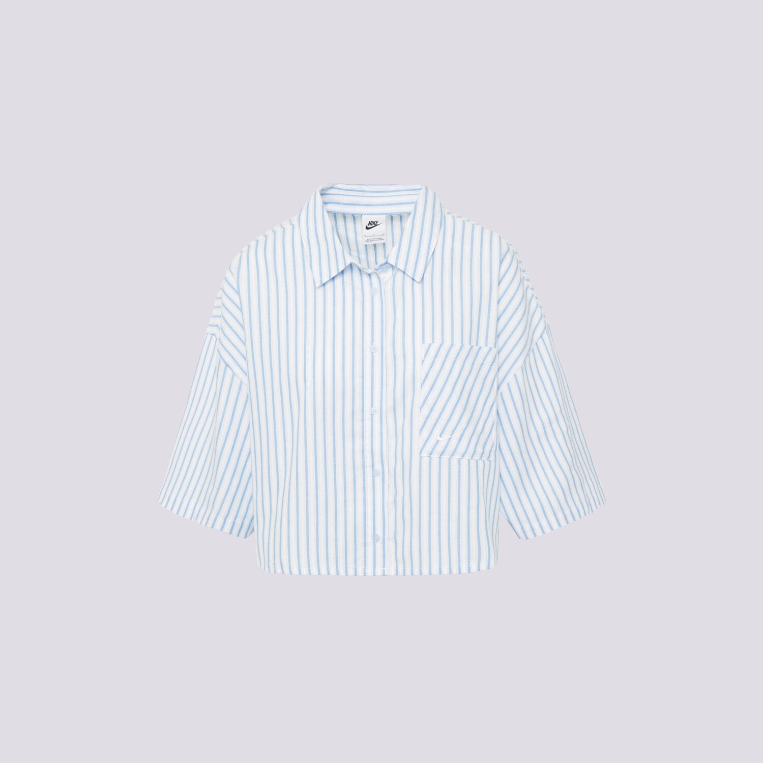 dámské tričko NIKE KOŠILE W NSW OFFLN WVN PPLN STRP SS II4228-435 MODRÁ