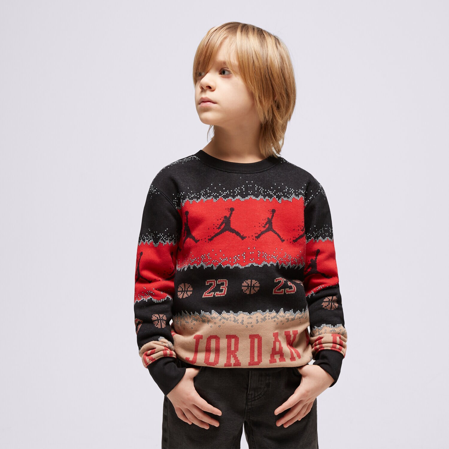 dětská mikina JORDAN MIKINA MJ HOLIDAY FLC CREW BOY 95C724-023 VÍCEBAREVNÁ