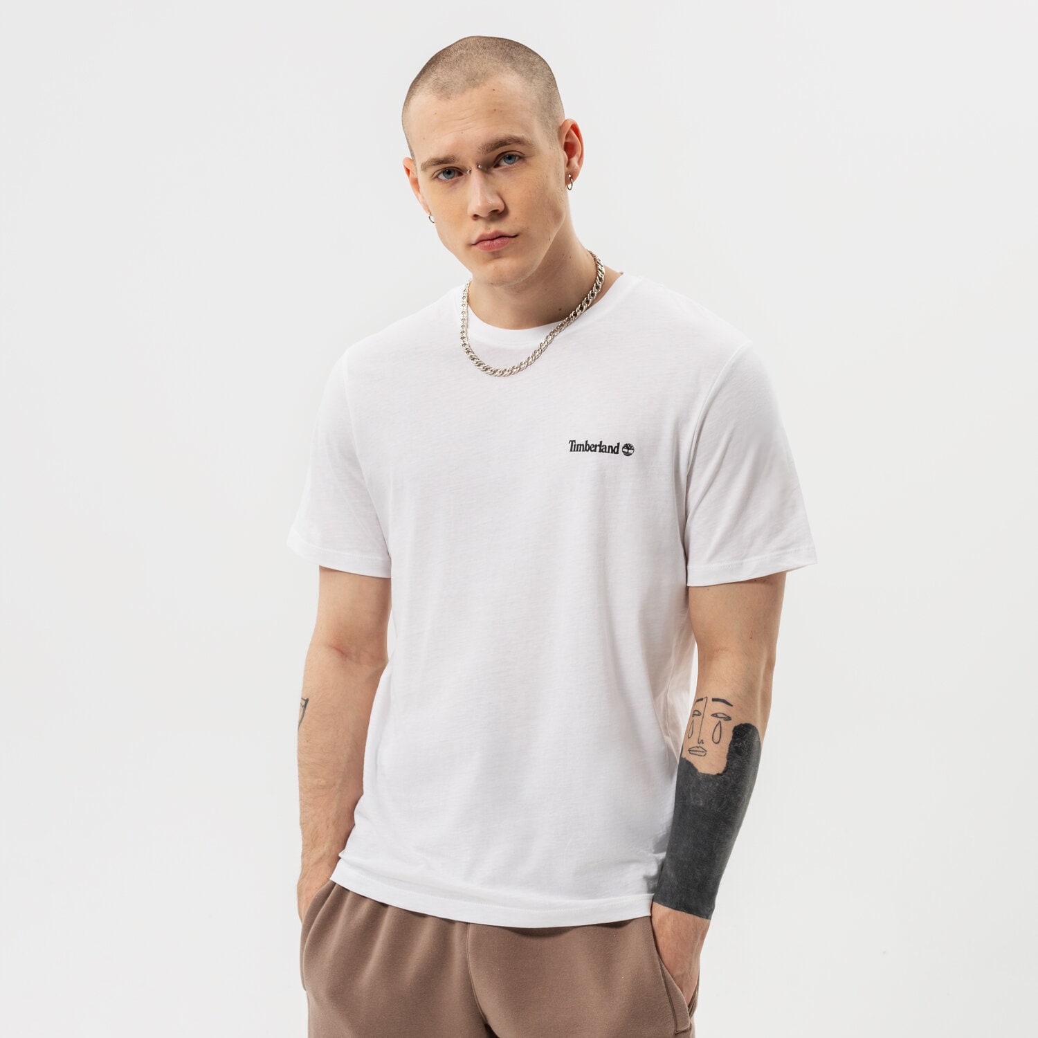 pánské tričko TIMBERLAND TRIČKO SMALL LOGO PRINT TB0A5PGZ1001 BÍLÁ