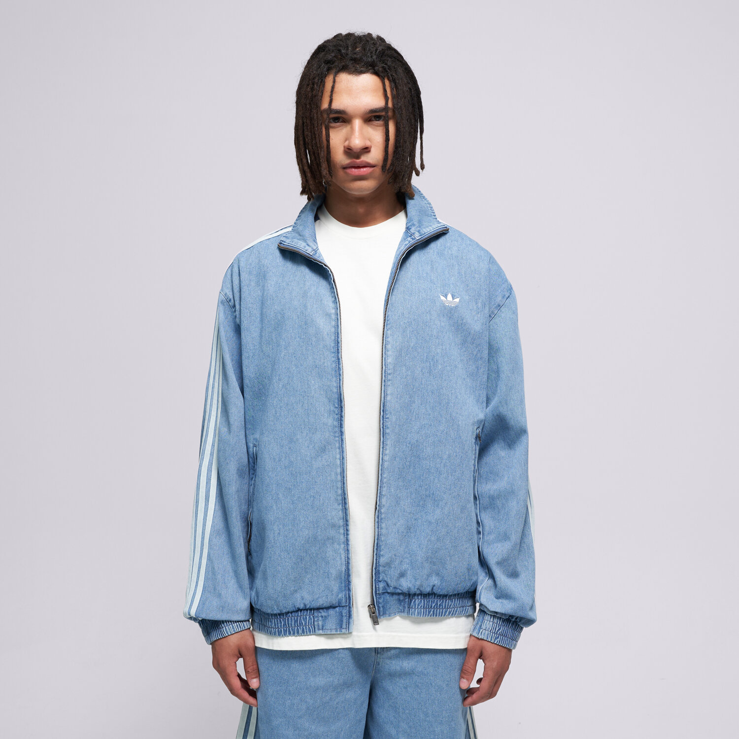 Přechodná bunda pánská (podzimní, jarní) ADIDAS BUNDA FIREBIRD DENIM KX1196 MODRÁ