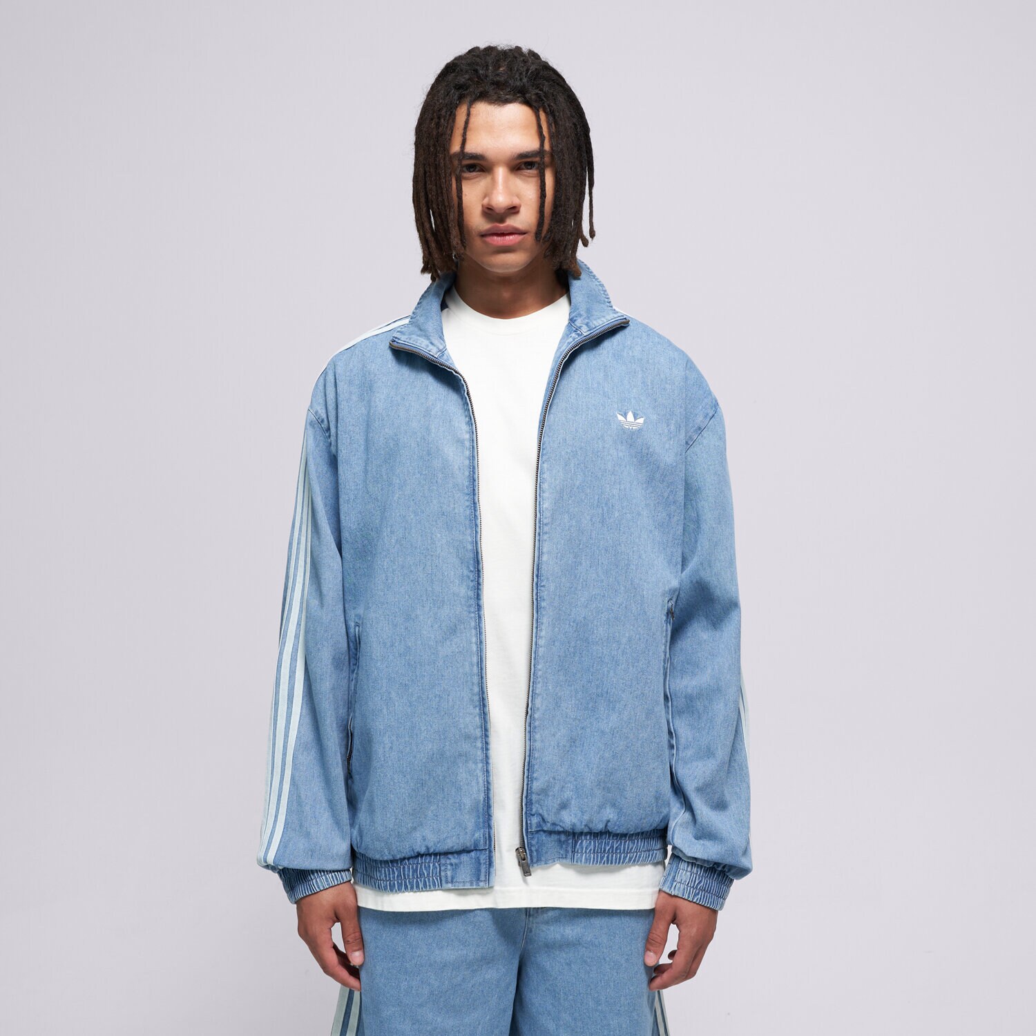 Přechodná bunda pánská (podzimní, jarní) ADIDAS BUNDA FIREBIRD DENIM KX1196 MODRÁ