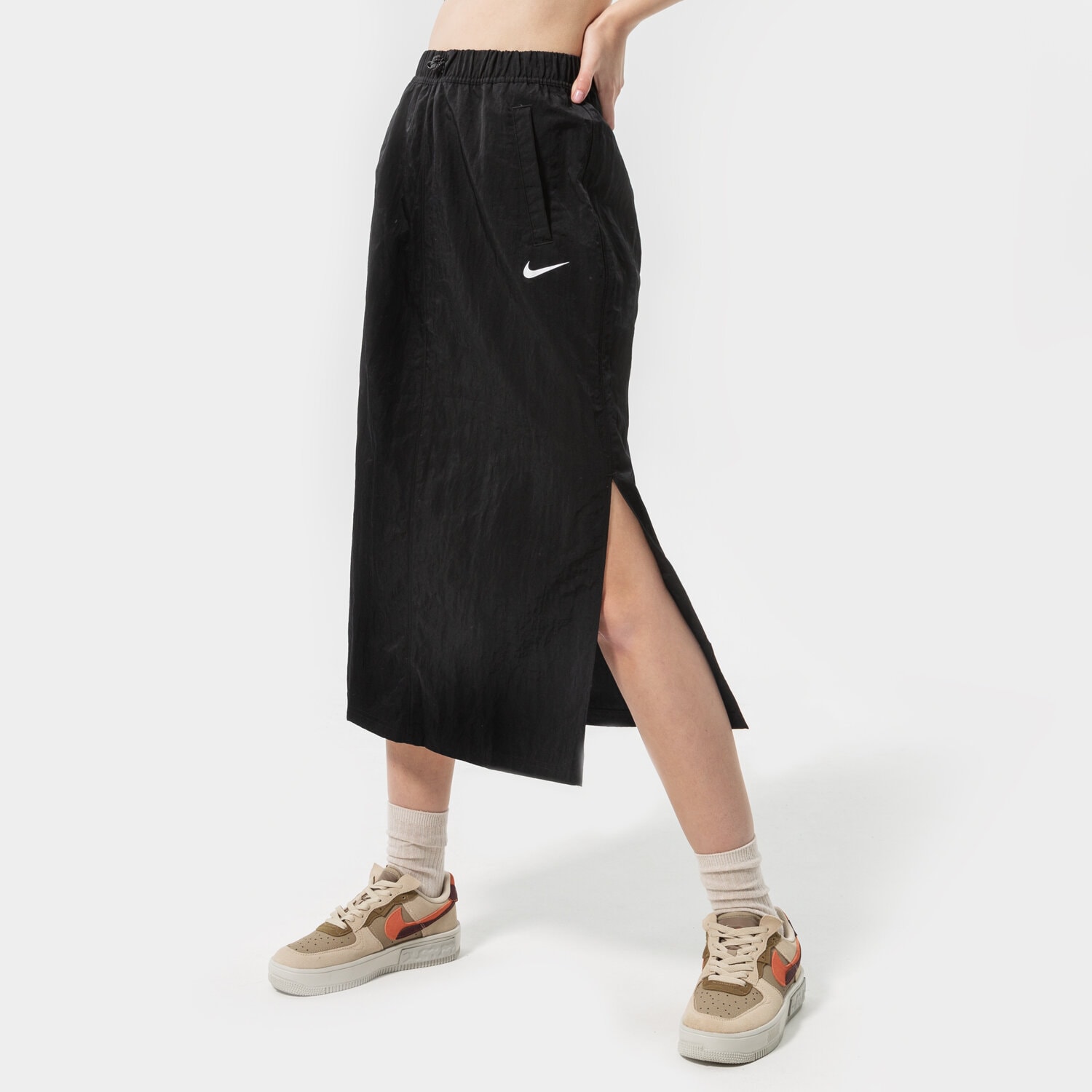dámská sukně NIKE SUKNĚ W NSW ESSNTL WVN HR SKIRT FL DM6249-010 ČERNÁ