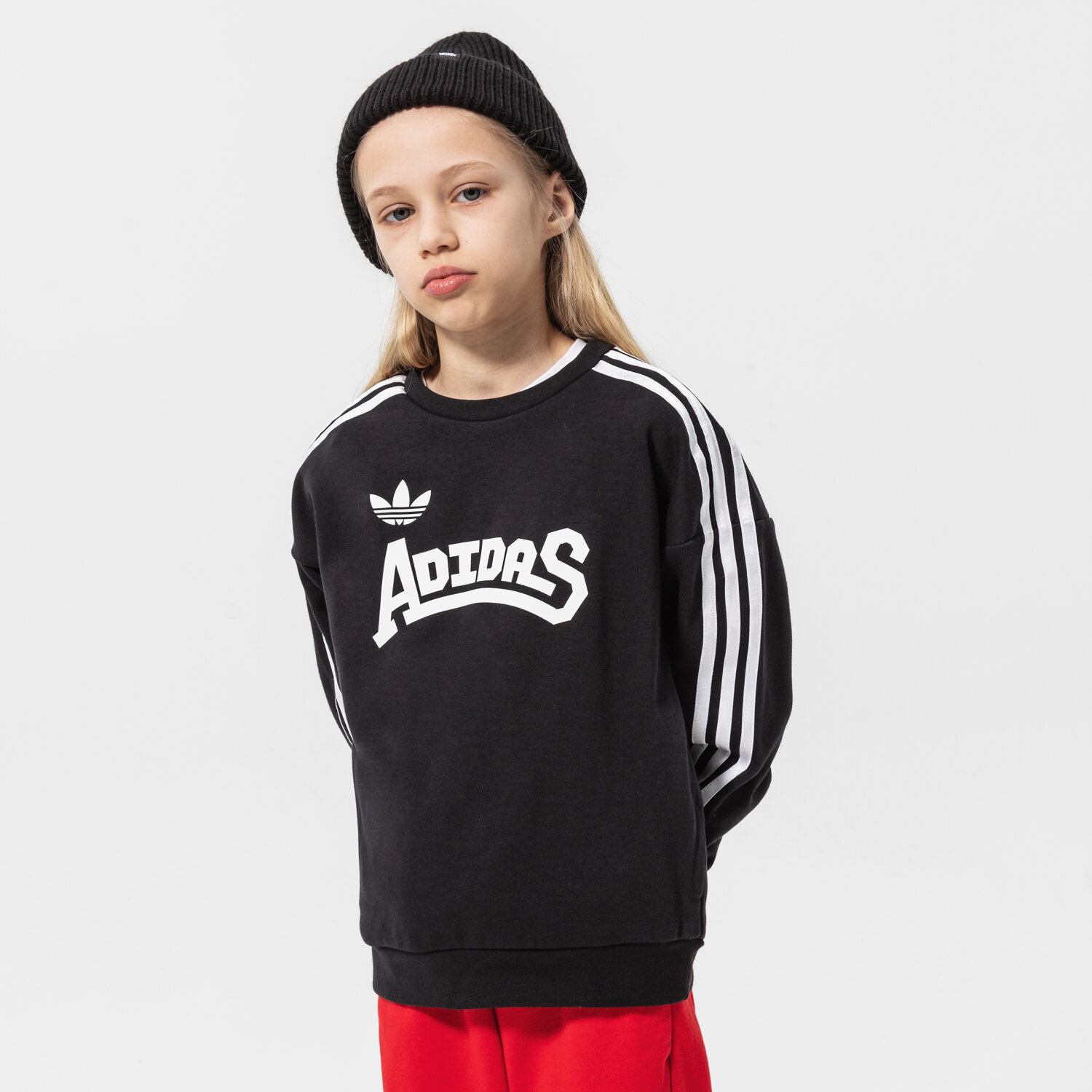 dětská mikina ADIDAS MIKINA CREW GIRL HC4558 ČERNÁ