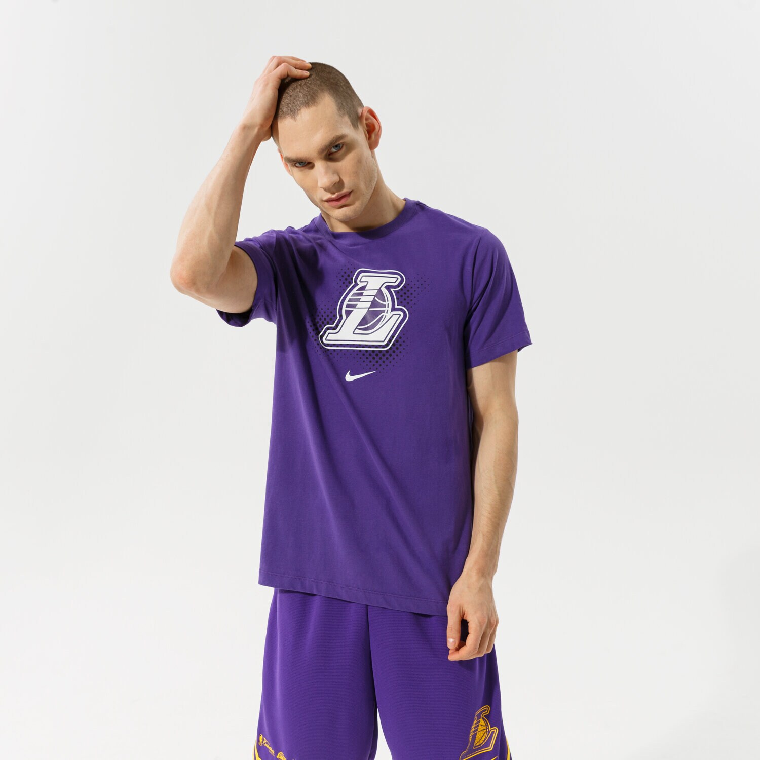 pánské tričko NIKE TRIČKO LAL M NK DF ES FTPK LGO SS TEE NBA DH7091-547 FIALOVÁ
