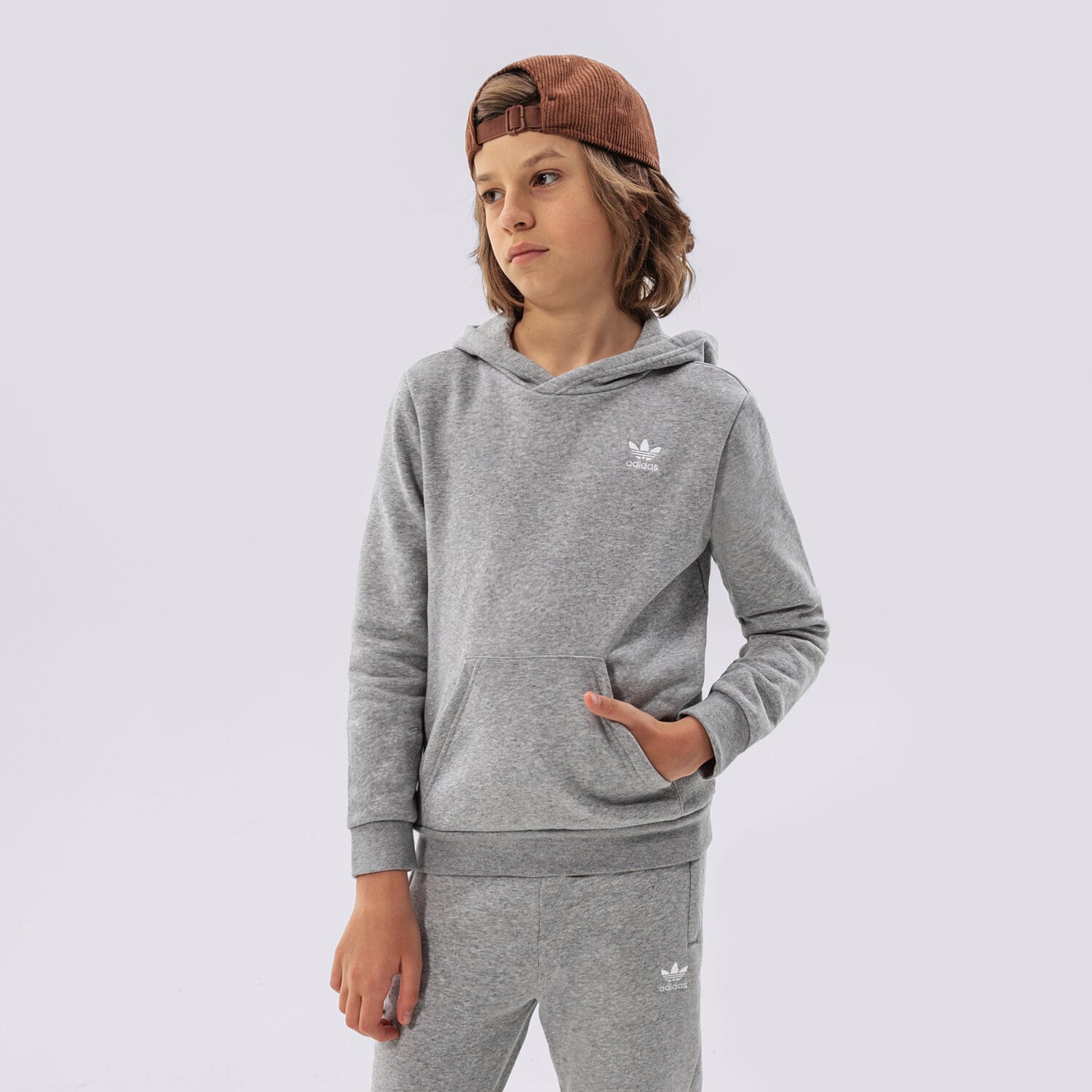 dětská mikina ADIDAS MIKINA S KAPUCÍ HOODIE BOY H32353 ŠEDÁ