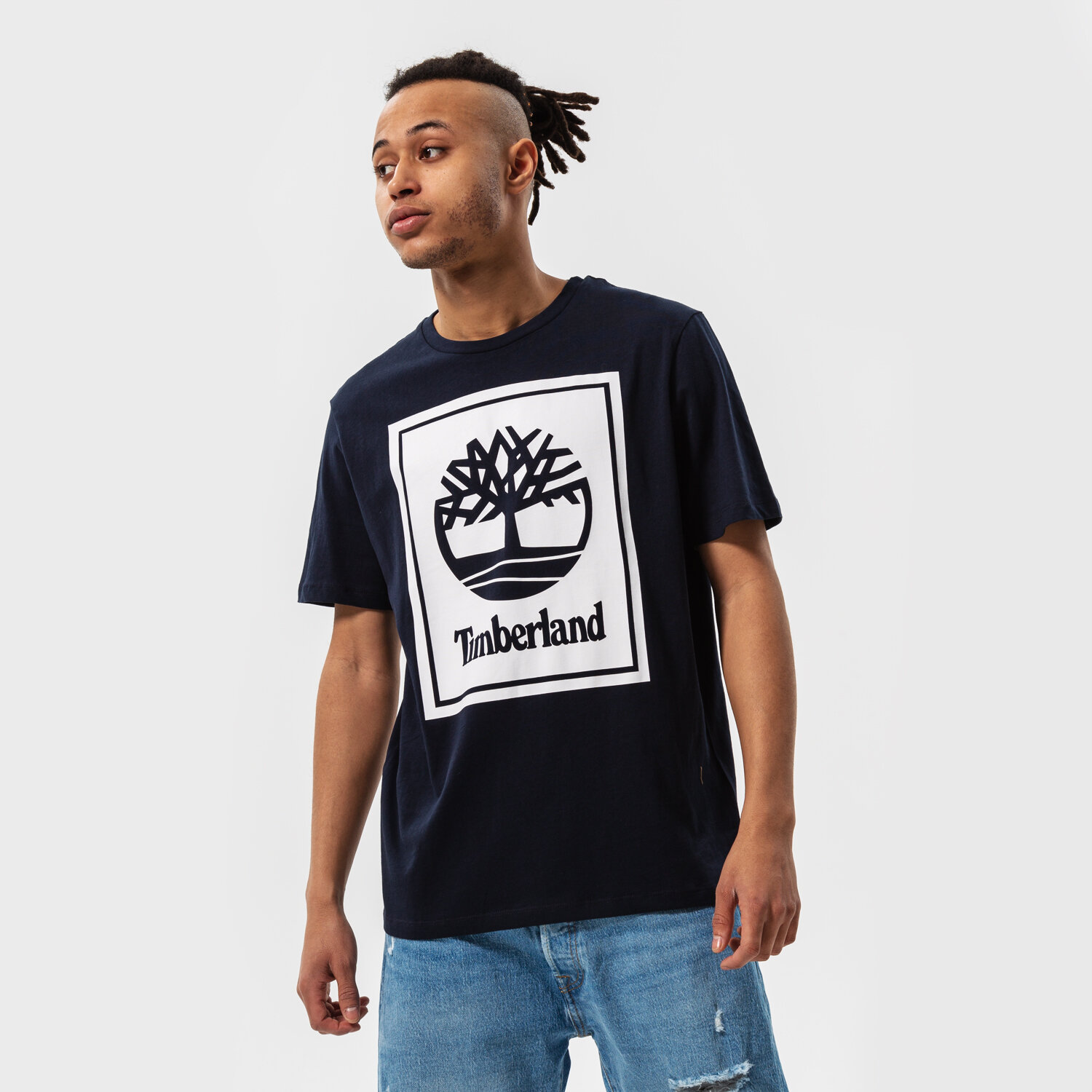 pánské tričko TIMBERLAND TRIČKO YC SS STACK LOGO TEE TB0A2AJ1U101 TMAVOMODRÁ