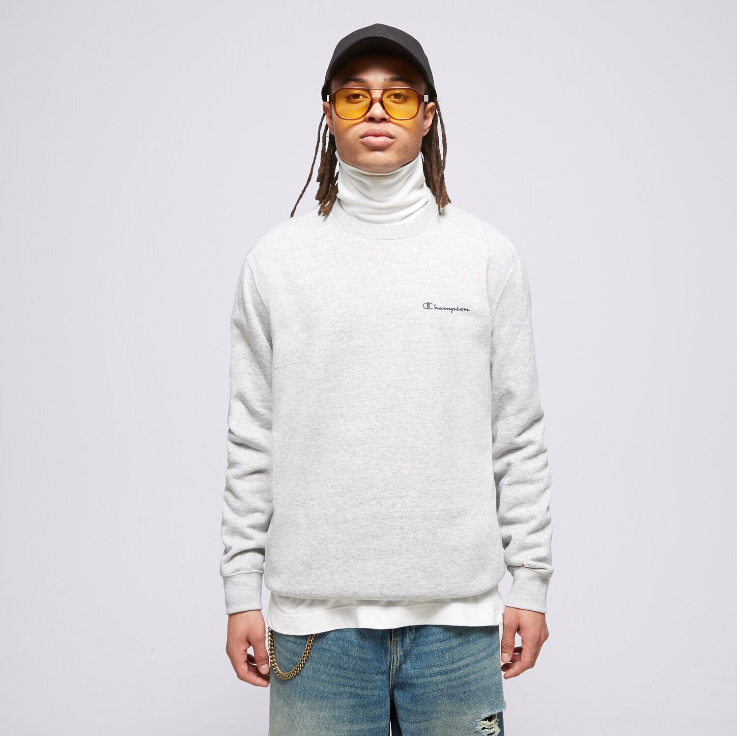 pánská mikina CHAMPION MIKINA CREWNECK SWEATSHIRT 218288EM021 ŠEDÁ