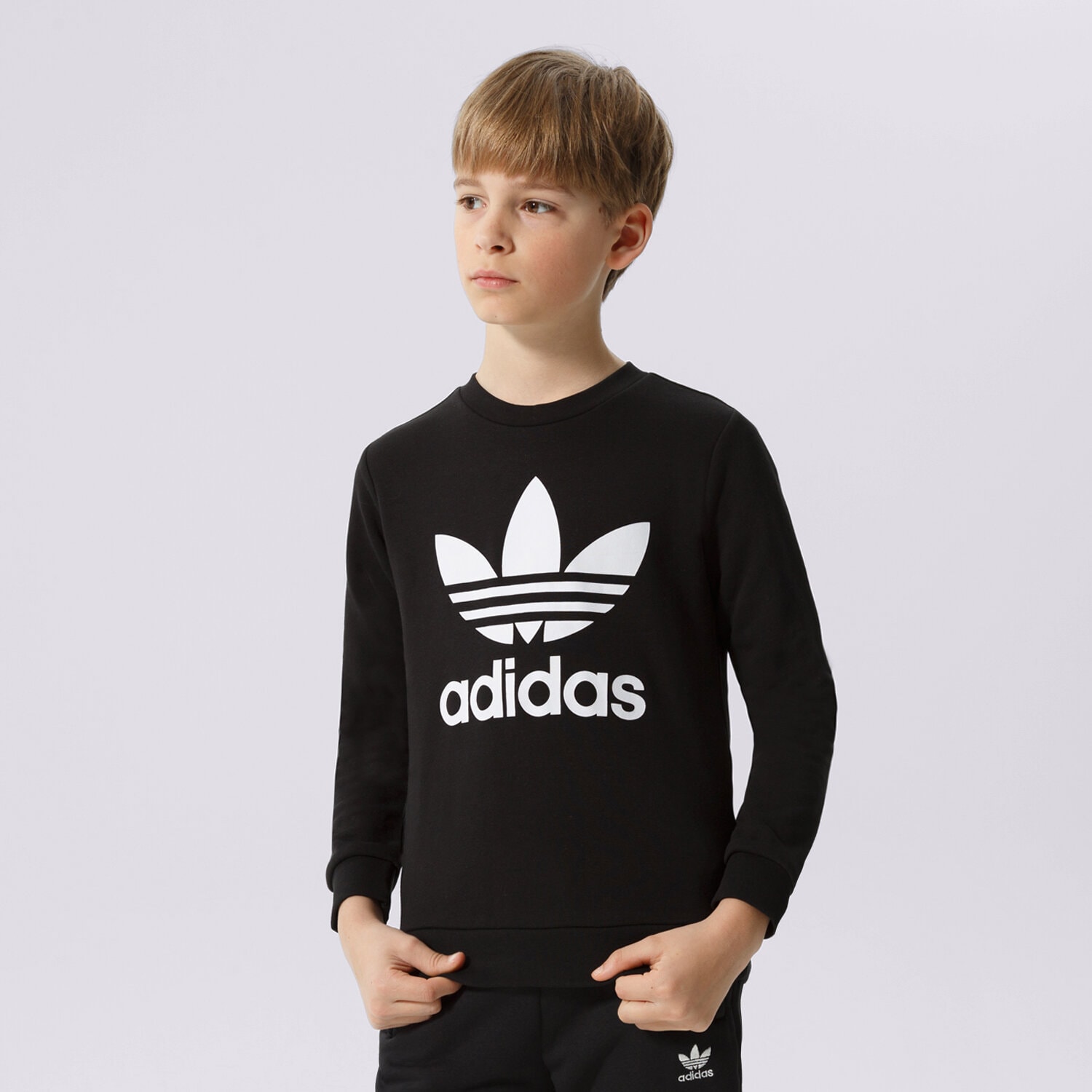 dětská mikina ADIDAS MIKINA TREFOIL CREW BOY ED7797 ČERNÁ