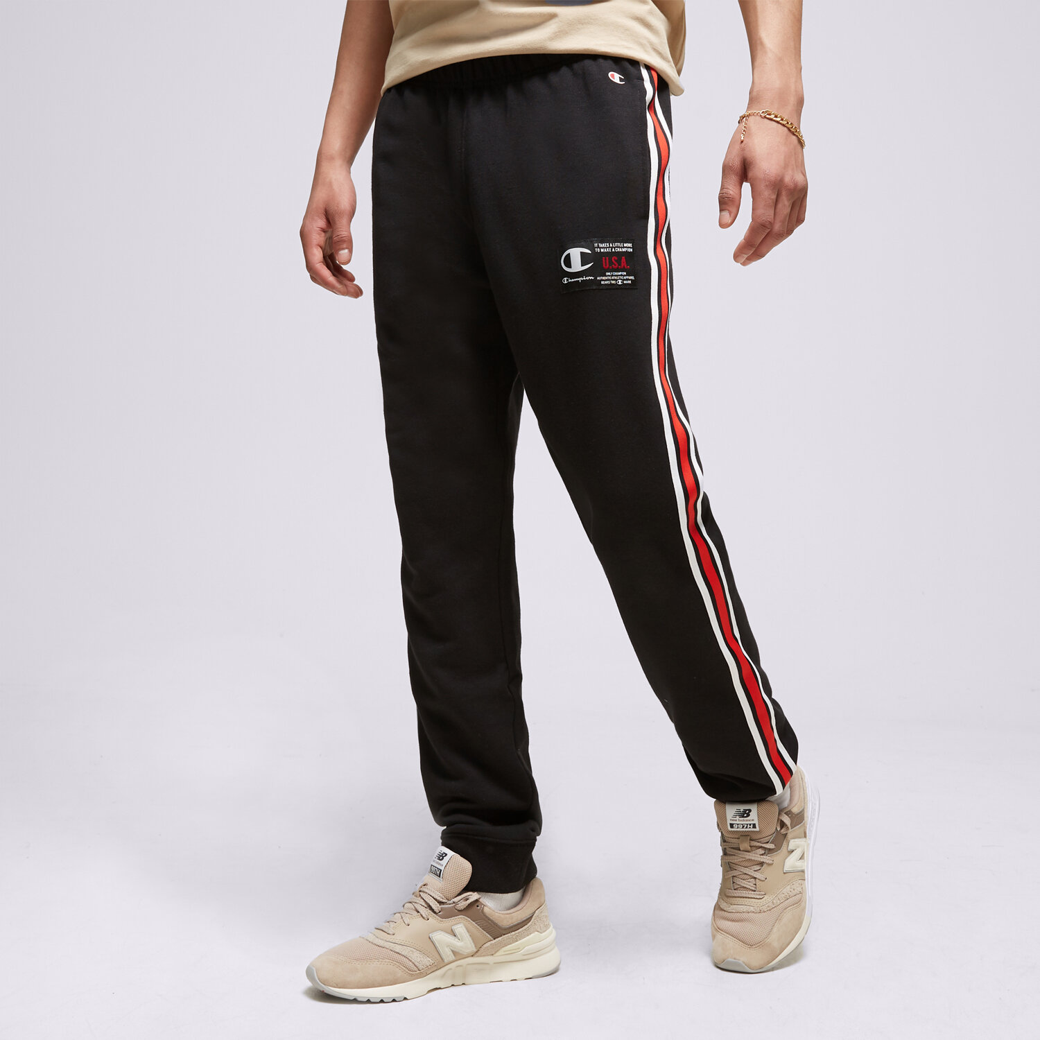 pánské kalhoty CHAMPION KALHOTY  RIB CUFF PANTS 218767KK001 ČERNÁ
