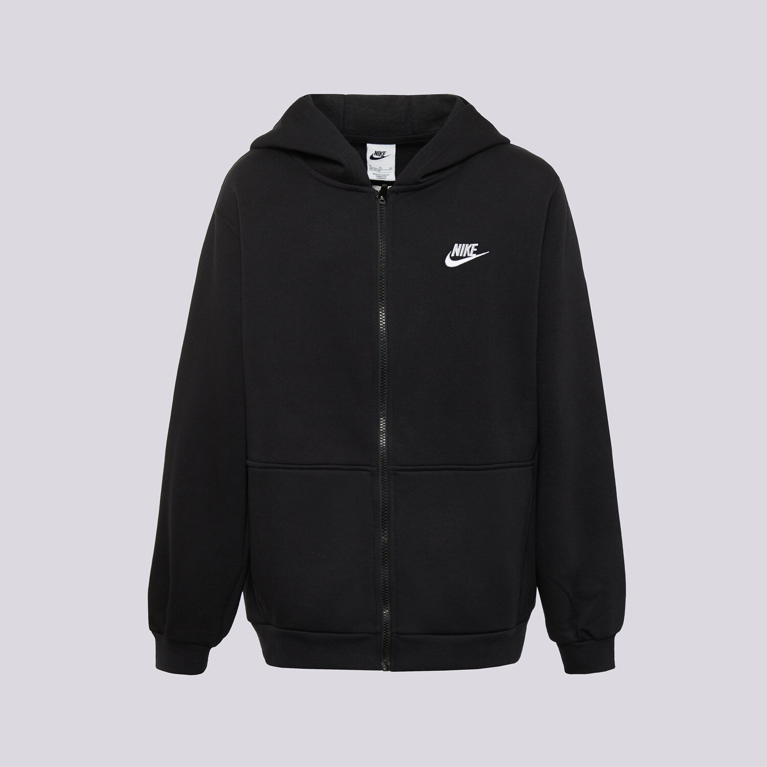 dětská mikina NIKE MIKINA ROZEPÍNACÍ K NSW CLUB FLC HD B FD3004-010 ČERNÁ