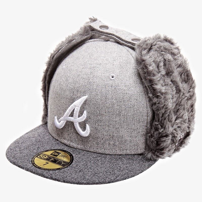 dětská čepice NEW ERA ČEPICE MELTON DOGEAR ATLANTA BRAVES 10891908 ŠEDÁ