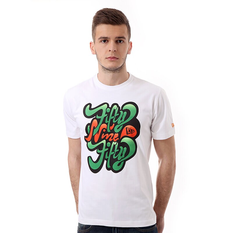 pánské tričko NEW ERA TRIČKO CURLY WORDMARK TEE WHT 10996663 BÍLÁ