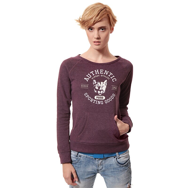 dámská mikina PUMA MIKINA FUN ATHLETICS CREW SWEAT 82991409 BORDOVÁ