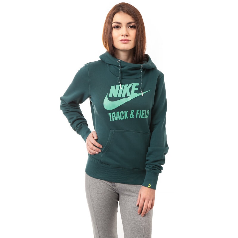dámská mikina NIKE MIKINA RU FLY PO FUNNEL HOODY 646521374 ZELENÁ