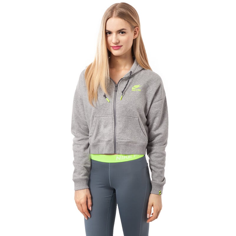 dámská mikina NIKE MIKINA NTF CROP FZ HOODY 649701063 ŠEDÁ