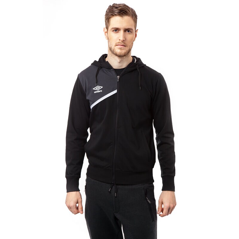 pánská mikina UMBRO MIKINA HOODED FULL ZIP JACKET 62963UC44 ČERNÁ