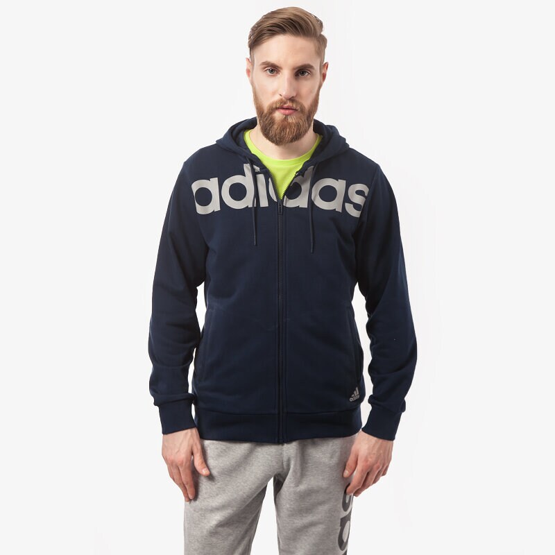 pánská mikina ADIDAS MIKINA LIN FZ HOOD S21300 TMAVOMODRÁ