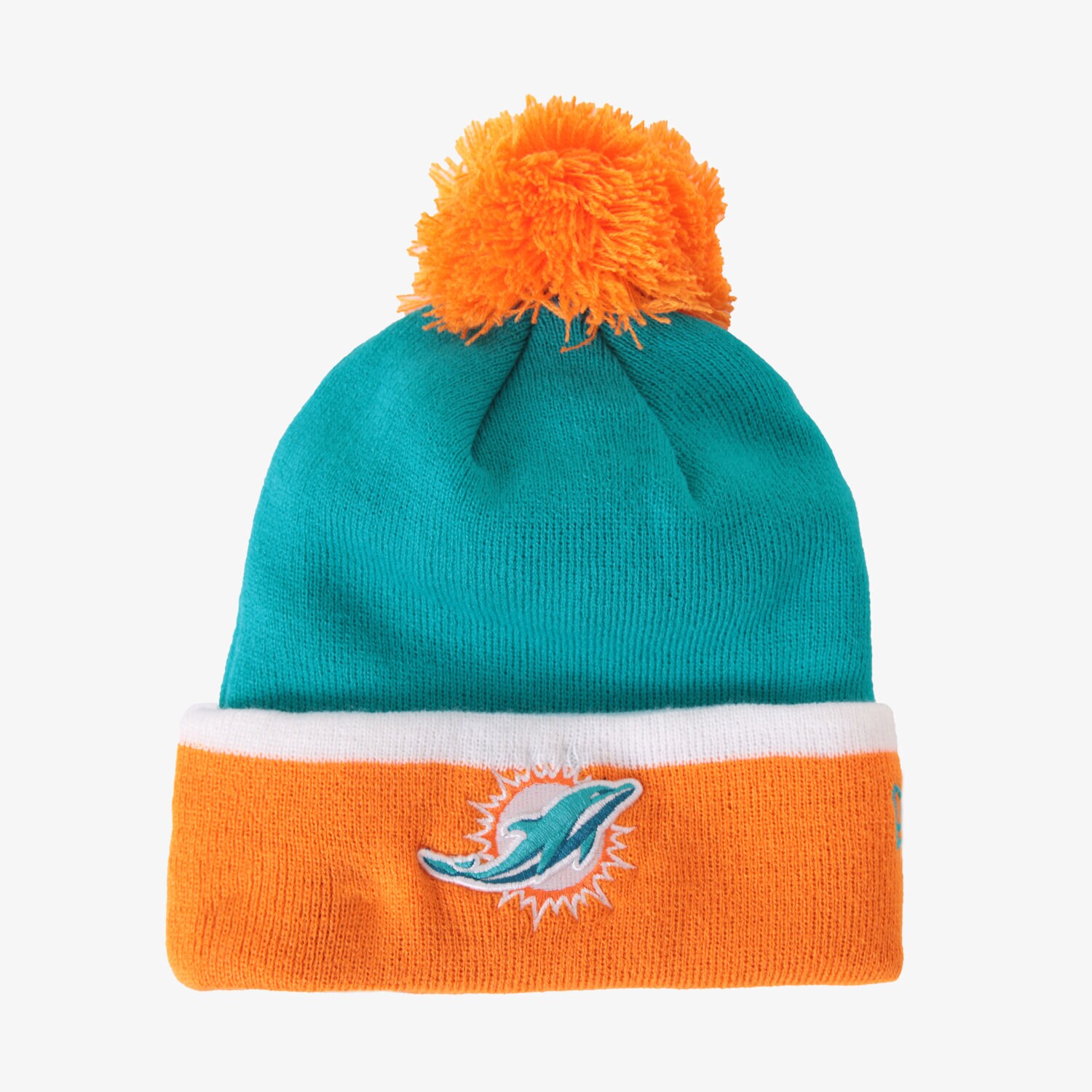 dětská čepice NEW ERA ČEPICE TEAM CUFF BOBBLE MIAMI DOLPHINS 80043294 MODRÁ