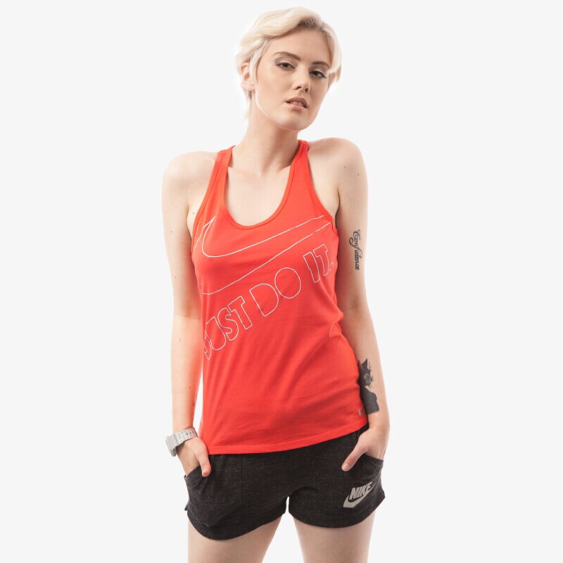 dámský top NIKE TOP TOP-GLAM SWOOSH 666570647 ČERVENÁ