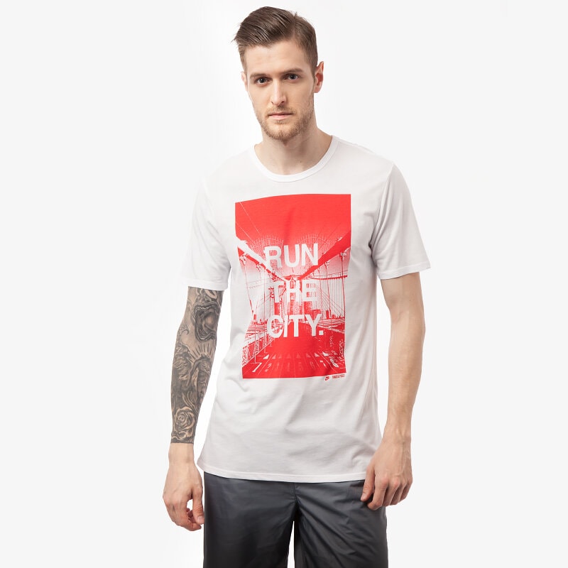 pánské tričko NIKE TRIČKO RUN THE CITY TEE 659446100 BÍLÁ
