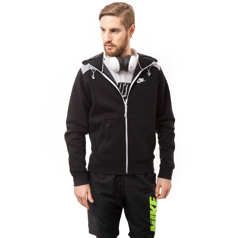 pánská mikina NIKE MIKINA HYBRID FZ HOODY 641885010 ČERNÁ