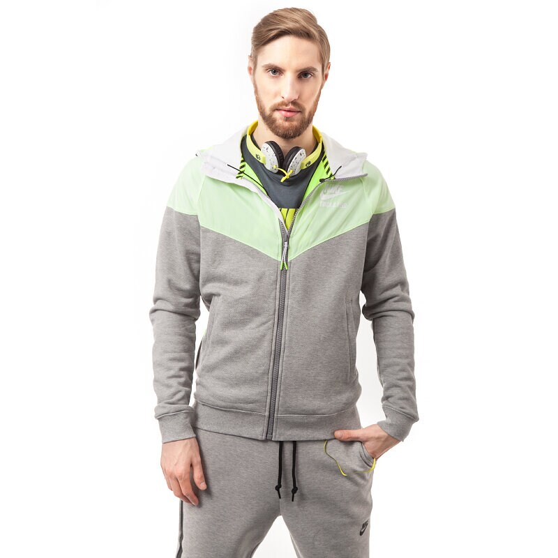 pánská mikina NIKE MIKINA RU FZ HOODY WOVEN 646519063 ŠEDÁ