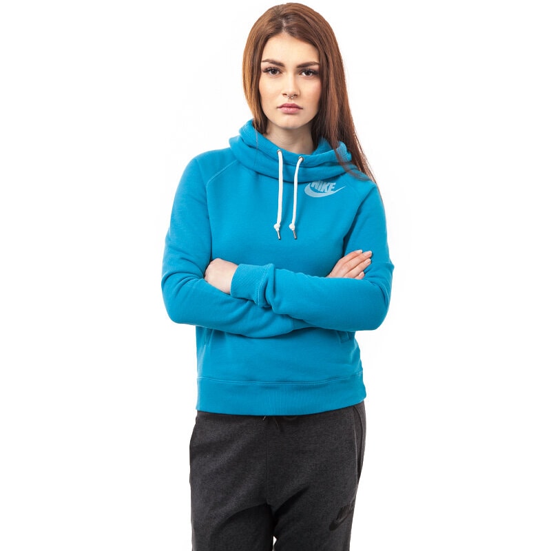 dámská mikina NIKE MIKINA RALLY FUNNEL NECK HOODY 574414413 MODRÁ