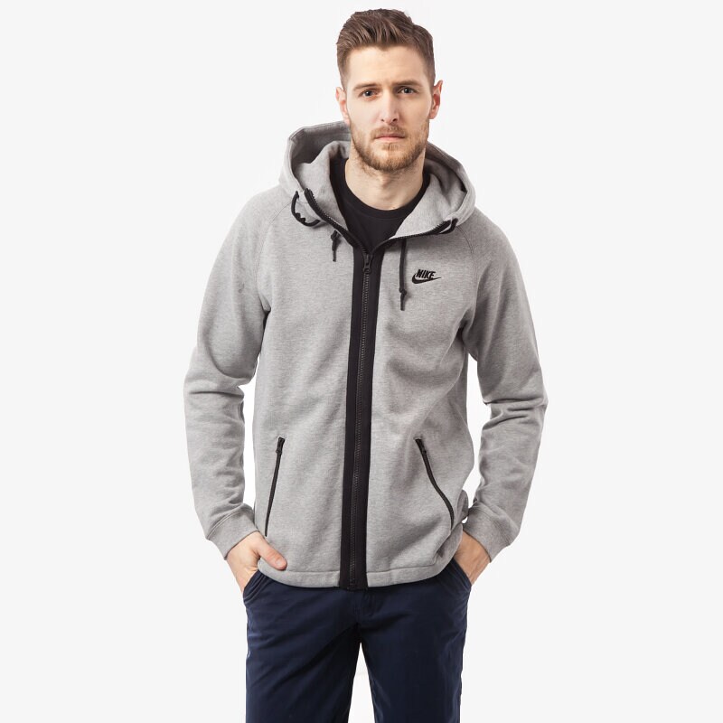 pánská mikina NIKE MIKINA FZ HOODY-NEW SILO 642875063 ŠEDÁ