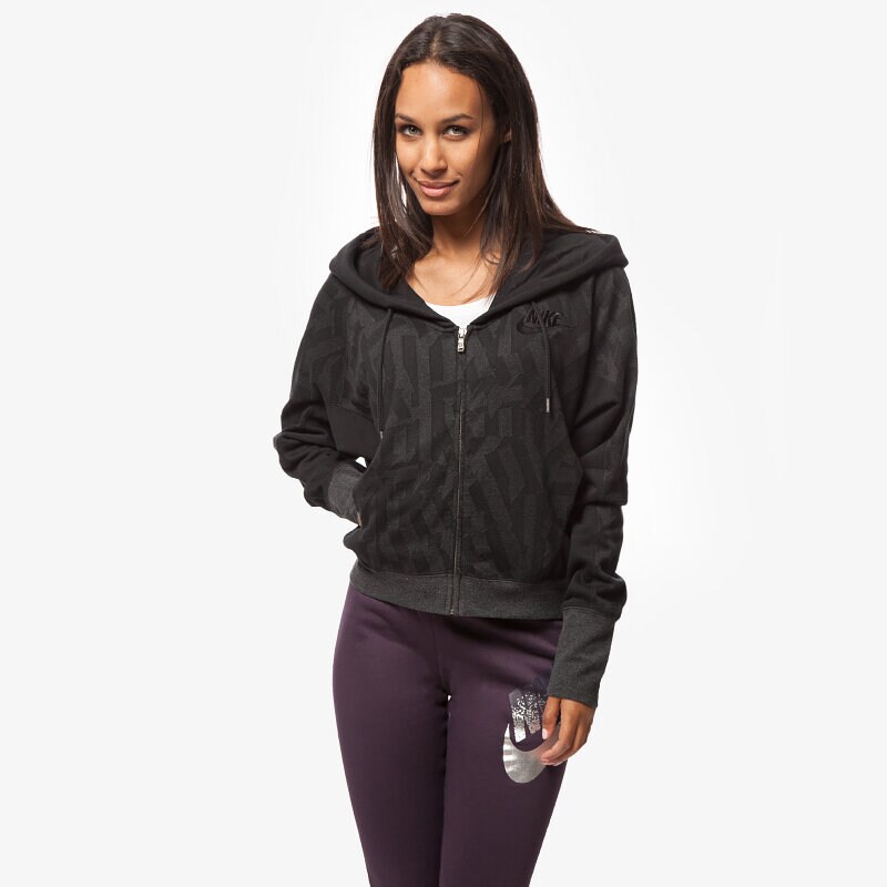dámská mikina NIKE MIKINA JACQUARD RALLY FZ HOODY 683778010 ČERNÁ