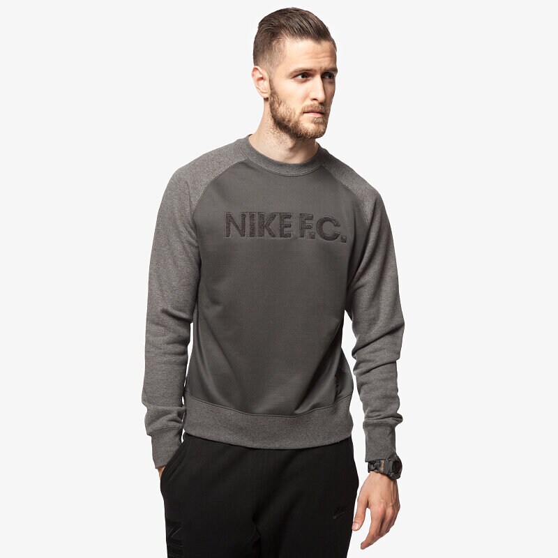 pánská mikina NIKE MIKINA FC AW77 LS CREW 687933071 ŠEDÁ