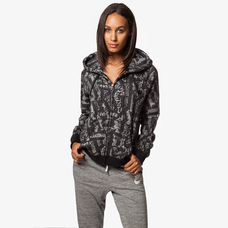 dámská mikina NIKE MIKINA RALLY FZ HOODY-AOP 678381092 ŠEDÁ