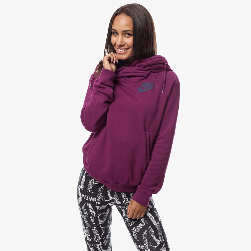 dámská mikina NIKE MIKINA RALLY FUNNEL NECK HOODY 683776563 FIALOVÁ