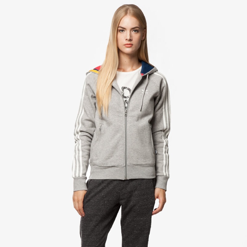 dámská mikina ADIDAS MIKINA HOODED FLOCK FL AB2097 ŠEDÁ