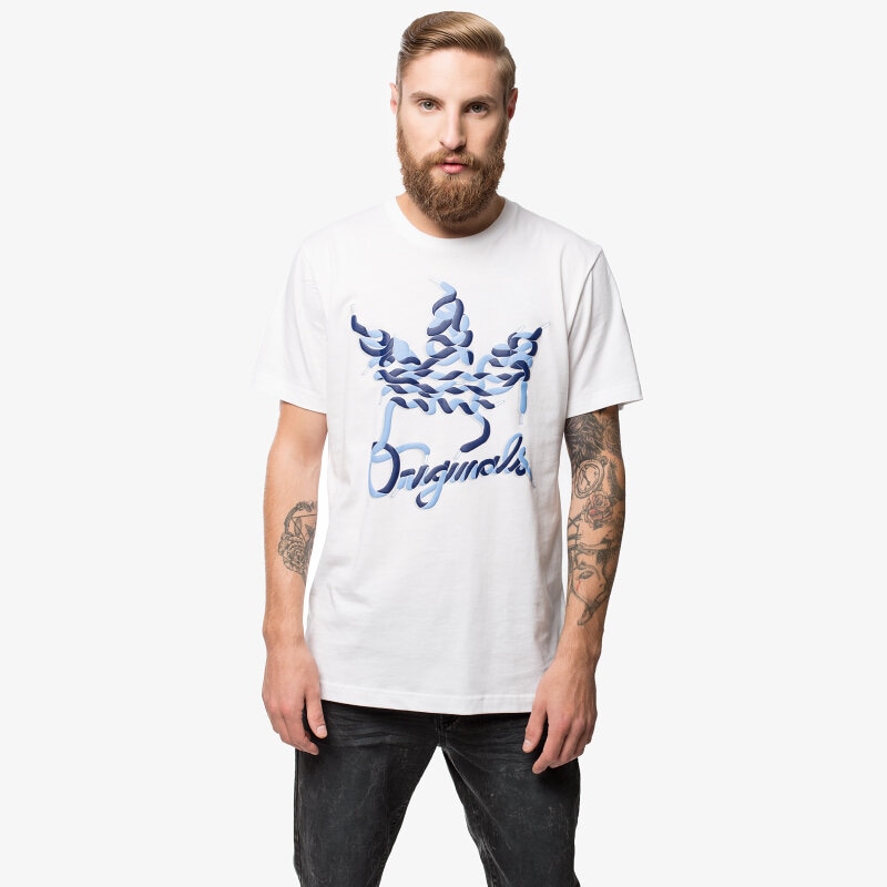 pánské tričko ADIDAS TRIČKO LACES TREFOIL AB9545 BÍLÁ