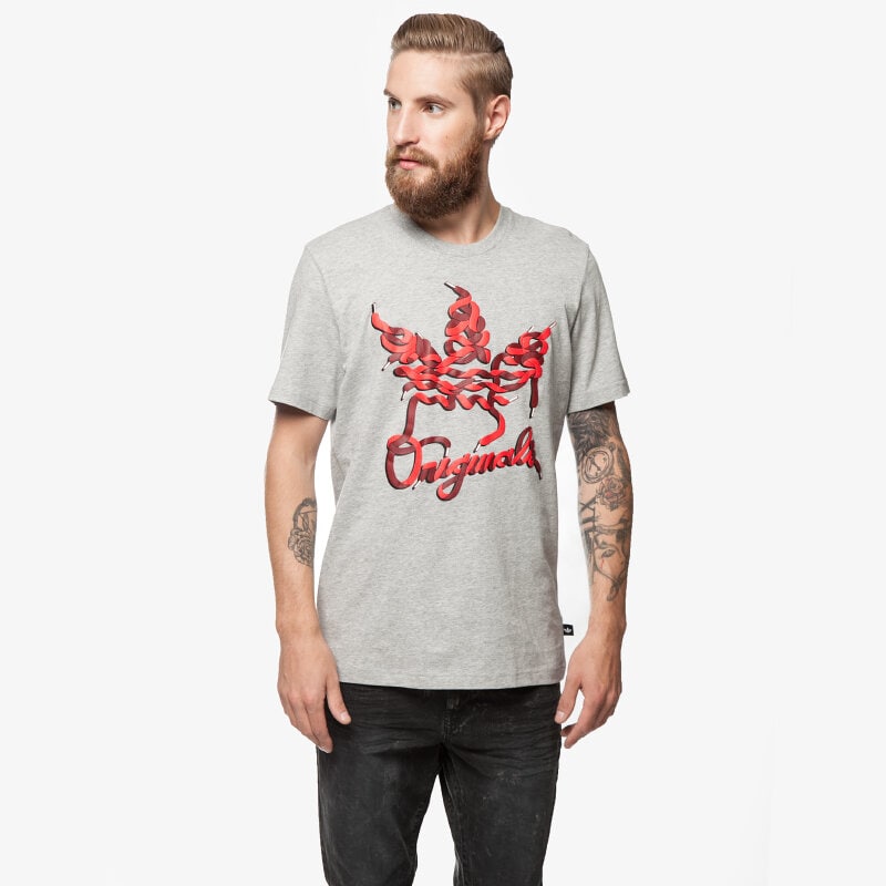 pánské tričko ADIDAS TRIČKO LACES TREFOIL AB9549 ŠEDÁ