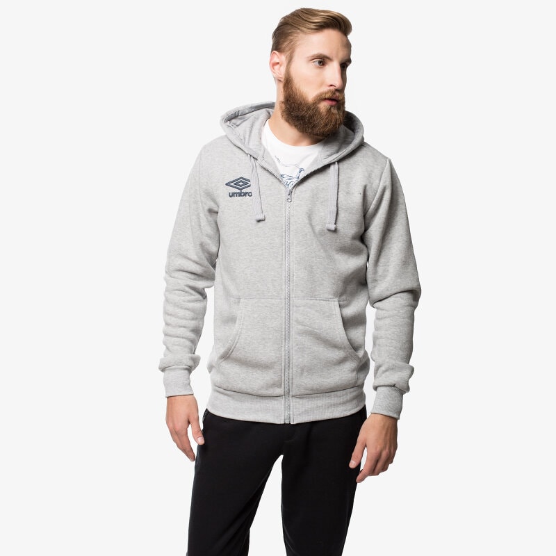pánská mikina UMBRO MIKINA HOODED F/Z 64096U263 ŠEDÁ