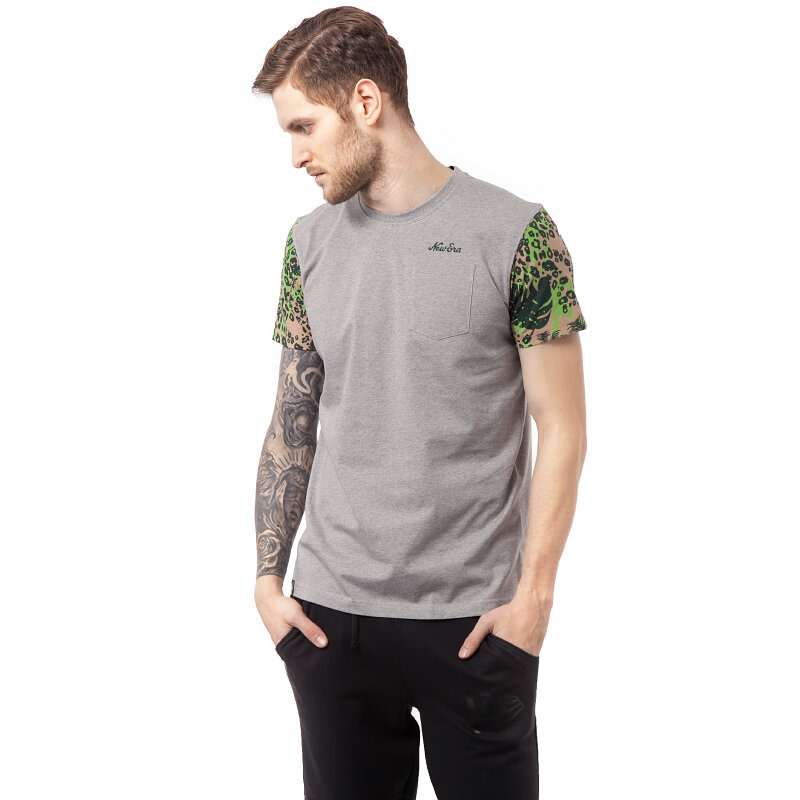 pánské tričko NEW ERA TRIČKO JUNGLE POCKET TEE 11084834 ŠEDÁ