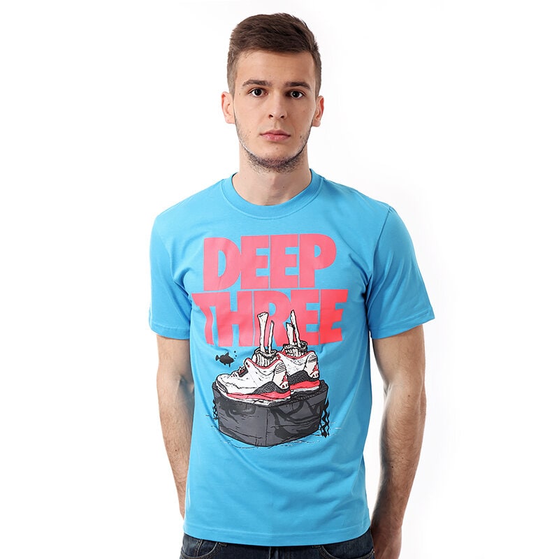 pánské tričko JORDAN TRIČKO AJ III CEMENT SHOES TEE 589096426 MODRÁ
