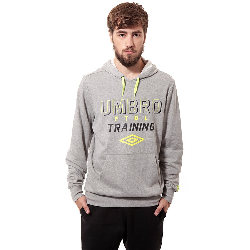 pánská mikina UMBRO MIKINA GRAPHIC FTBL OH HOODED TOP 62608U263 ŠEDÁ