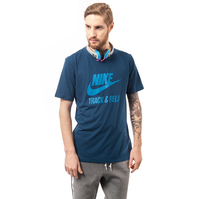 pánské tričko NIKE TRIČKO TEE-RU NTF BRAND 679647496 MODRÁ