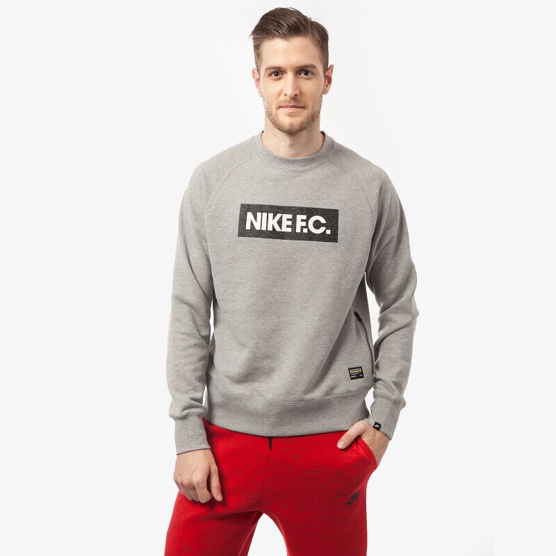 pánská mikina NIKE MIKINA FC AW77 LS CREW 666700063 ŠEDÁ
