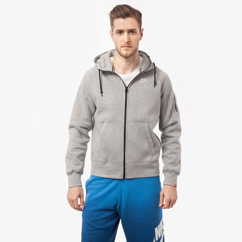 pánská mikina NIKE MIKINA AW77 FZ HOODY 598759063 ŠEDÁ