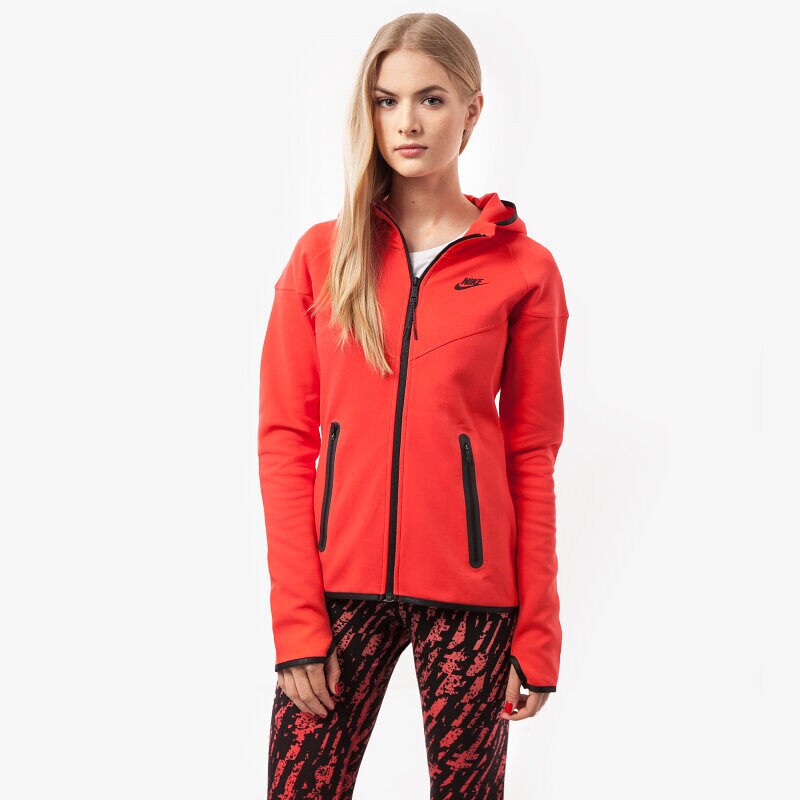 dámská mikina NIKE MIKINA TECH FLEECE FZ HOODIE 657859647 ČERVENÁ